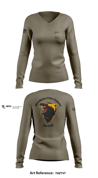Women's Long Sleeve Vneck Shirt, 46th Military Police Company, , Teamtime, Team time, sublimation, custom sports apparel, team uniforms, spirit wear, spiritwear, sports uniforms, custom shirts, team store, custom team store, fundraiser sports, apparel fundraiser