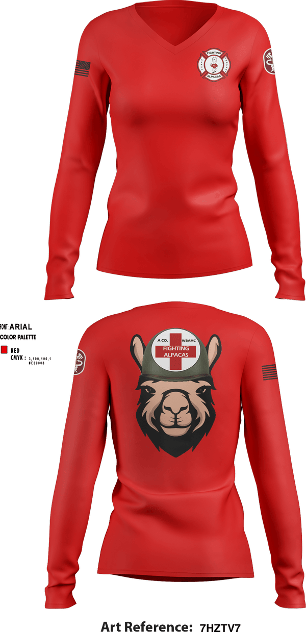 Women's Long Sleeve Vneck Shirt, WBAMCAlpha Company, WBAMC, Softball, Teamtime, Team time, sublimation, custom sports apparel, team uniforms, spirit wear, spiritwear, sports uniforms, custom shirts, team store, custom team store, fundraiser sports, apparel fundraiser