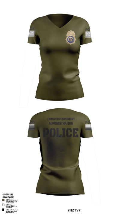 DEA Enforcement Group 46 13099367 Women's Short Sleeve V-neck Shirt - 52