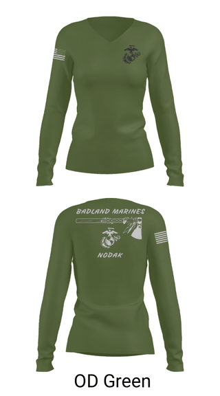 Women's Long Sleeve Vneck Shirt, , Marines, Teamtime, Team time, sublimation, custom sports apparel, team uniforms, spirit wear, spiritwear, sports uniforms, custom shirts, team store, custom team store, fundraiser sports, apparel fundraiser