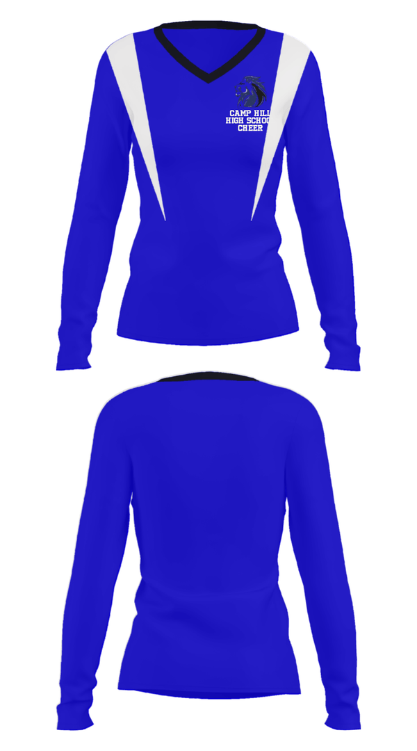 Women's Long Sleeve Vneck Shirt, Camp Hill High School Cheer, Cheer, Teamtime, Team time, sublimation, custom sports apparel, team uniforms, spirit wear, spiritwear, sports uniforms, custom shirts, team store, custom team store, fundraiser sports, apparel fundraiser