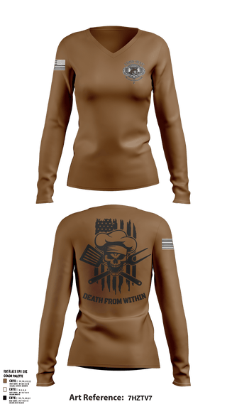 Women's Long Sleeve Vneck Shirt, , Army, Teamtime, Team time, sublimation, custom sports apparel, team uniforms, spirit wear, spiritwear, sports uniforms, custom shirts, team store, custom team store, fundraiser sports, apparel fundraiser