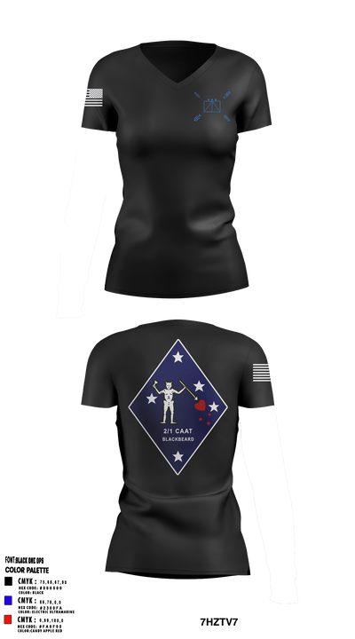 BLT 2d Battalion, 1st Marines, Weapons Co, CAAT Blue 79953351 Women's Short Sleeve V-neck Shirt - 5