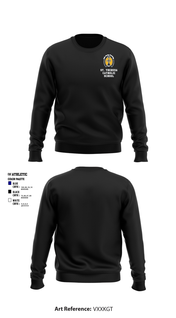 Crew Neck Sweatshirt, St. Theresa Catholic School, Spirit Store, Teamtime, Team time, sublimation, custom sports apparel, team uniforms, spirit wear, spiritwear, sports uniforms, custom shirts, team store, custom team store, fundraiser sports, apparel fundraiser