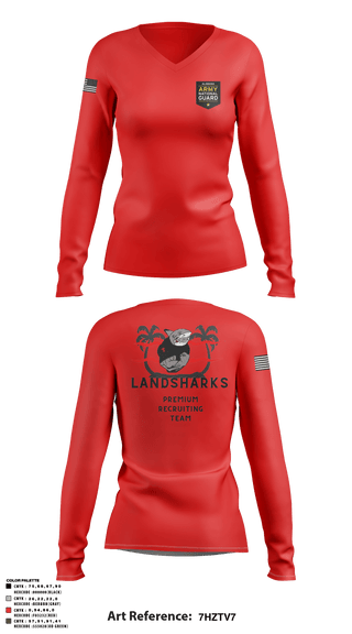 Women's Long Sleeve Vneck Shirt, , National Guard, Teamtime, Team time, sublimation, custom sports apparel, team uniforms, spirit wear, spiritwear, sports uniforms, custom shirts, team store, custom team store, fundraiser sports, apparel fundraiser