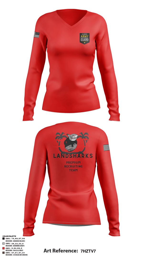 Women's Long Sleeve Vneck Shirt, , National Guard, Teamtime, Team time, sublimation, custom sports apparel, team uniforms, spirit wear, spiritwear, sports uniforms, custom shirts, team store, custom team store, fundraiser sports, apparel fundraiser