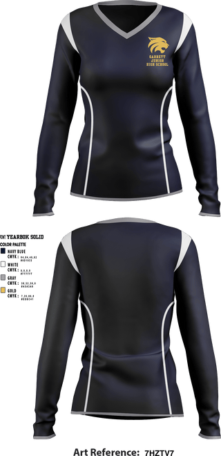 Women's Long Sleeve Vneck Shirt, Garrett Junior High School, Spirit Store, Teamtime, Team time, sublimation, custom sports apparel, team uniforms, spirit wear, spiritwear, sports uniforms, custom shirts, team store, custom team store, fundraiser sports, apparel fundraiser