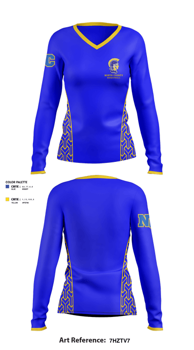 North County Middle School Basketball 26416577 Women's Long Sleeve V-neck Shirt - 1