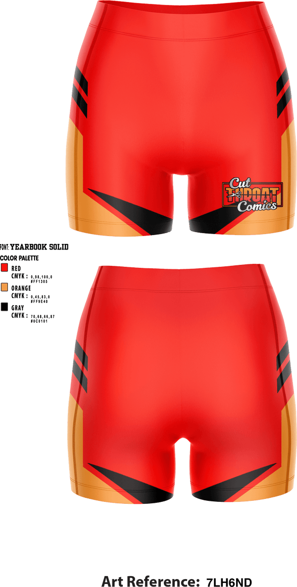 Women's Compression Shorts, Cut Throat Comics, , Teamtime, Team time, sublimation, custom sports apparel, team uniforms, spirit wear, spiritwear, sports uniforms, custom shirts, team store, custom team store, fundraiser sports, apparel fundraiser