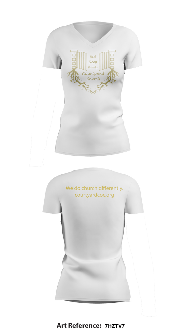 Women's Short Sleeve Vneck Shirt, Courtyard Chuch, , Teamtime, Team time, sublimation, custom sports apparel, team uniforms, spirit wear, spiritwear, sports uniforms, custom shirts, team store, custom team store, fundraiser sports, apparel fundraiser