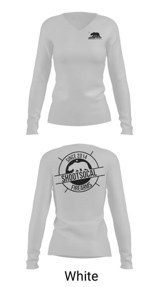 Women's Long Sleeve Vneck Shirt, ShootSoCal firearms, , Teamtime, Team time, sublimation, custom sports apparel, team uniforms, spirit wear, spiritwear, sports uniforms, custom shirts, team store, custom team store, fundraiser sports, apparel fundraiser