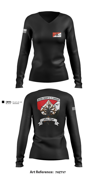 6-17 CAV 92718622 Women's Long Sleeve V-neck Shirt - 1