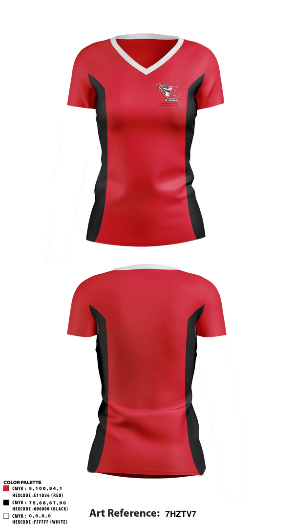 Women's Short Sleeve Vneck Shirt, Lodi Jr Flames Football & Cheer, Cheer, Teamtime, Team time, sublimation, custom sports apparel, team uniforms, spirit wear, spiritwear, sports uniforms, custom shirts, team store, custom team store, fundraiser sports, apparel fundraiser