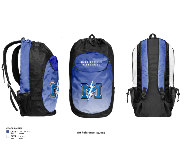 Gear Bag, Martinsville Senior High School Basketball, Women's Basketball, Teamtime, Team time, sublimation, custom sports apparel, team uniforms, spirit wear, spiritwear, sports uniforms, custom shirts, team store, custom team store, fundraiser sports, apparel fundraiser