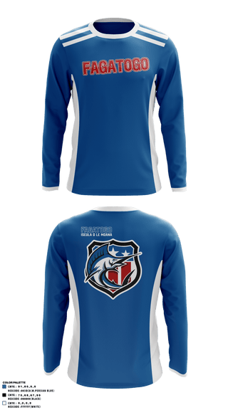 Long Sleeve Performance Shirt, Fagatogo Blues, Football, Teamtime, Team time, sublimation, custom sports apparel, team uniforms, spirit wear, spiritwear, sports uniforms, custom shirts, team store, custom team store, fundraiser sports, apparel fundraiser