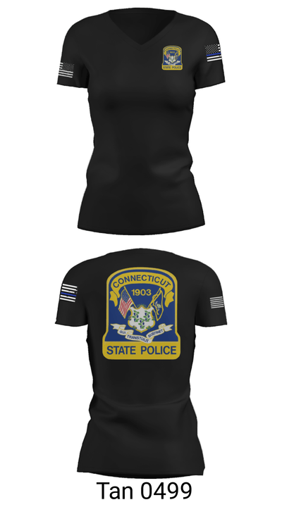 Connecticut State Police 53595968 Women's Short Sleeve V-neck Shirt - 23
