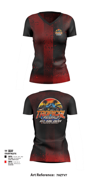 Women's Short Sleeve Vneck Shirt, Tropical Rentalz, , Teamtime, Team time, sublimation, custom sports apparel, team uniforms, spirit wear, spiritwear, sports uniforms, custom shirts, team store, custom team store, fundraiser sports, apparel fundraiser