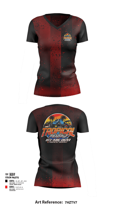 Tropical Rentalz 23868718 Women's Short Sleeve V-neck Shirt - 1