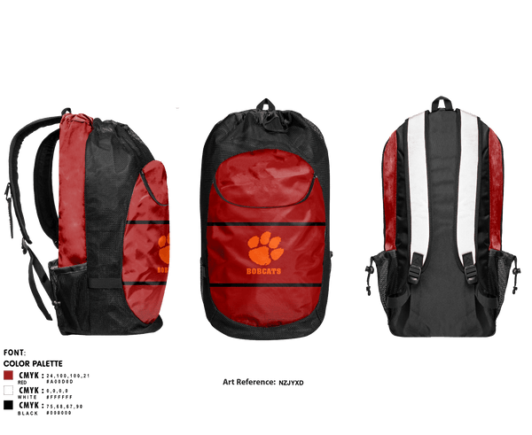 Gear Bag, Bobcats, Cross Country, Teamtime, Team time, sublimation, custom sports apparel, team uniforms, spirit wear, spiritwear, sports uniforms, custom shirts, team store, custom team store, fundraiser sports, apparel fundraiser