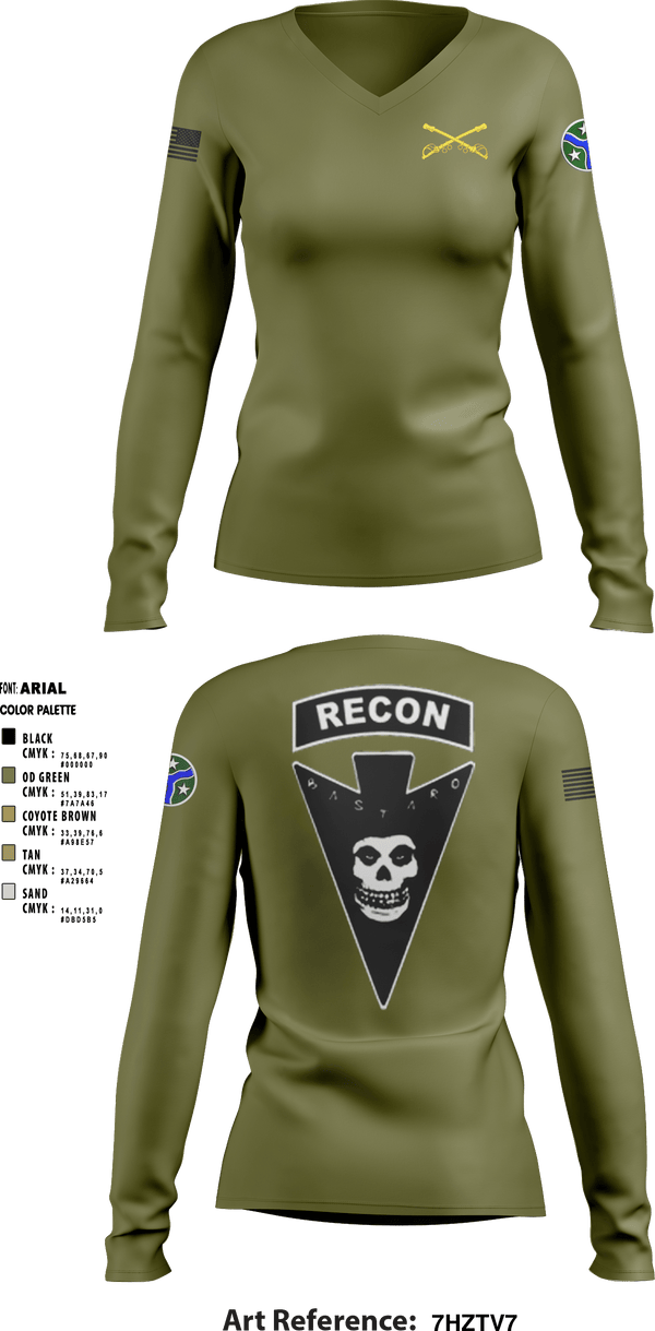 Women's Long Sleeve Vneck Shirt, , Army, Teamtime, Team time, sublimation, custom sports apparel, team uniforms, spirit wear, spiritwear, sports uniforms, custom shirts, team store, custom team store, fundraiser sports, apparel fundraiser