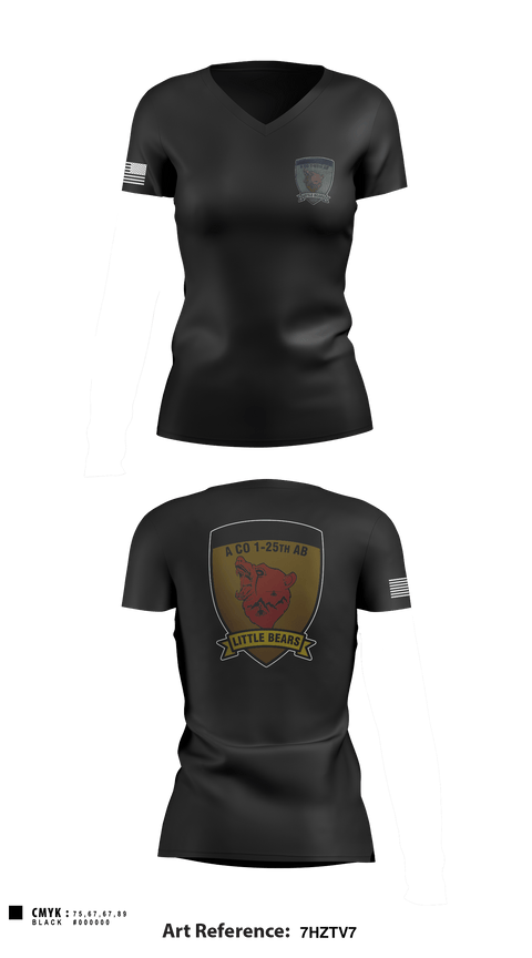 Women's Short Sleeve Vneck Shirt, A Co. 1-25 AB, Army, Teamtime, Team time, sublimation, custom sports apparel, team uniforms, spirit wear, spiritwear, sports uniforms, custom shirts, team store, custom team store, fundraiser sports, apparel fundraiser