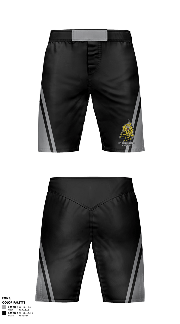 Fight Shorts, St Helens High School Wrestling, Wrestling, Teamtime, Team time, sublimation, custom sports apparel, team uniforms, spirit wear, spiritwear, sports uniforms, custom shirts, team store, custom team store, fundraiser sports, apparel fundraiser