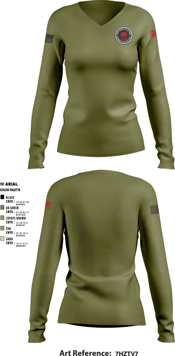 Women's Long Sleeve Vneck Shirt, , Police, Teamtime, Team time, sublimation, custom sports apparel, team uniforms, spirit wear, spiritwear, sports uniforms, custom shirts, team store, custom team store, fundraiser sports, apparel fundraiser