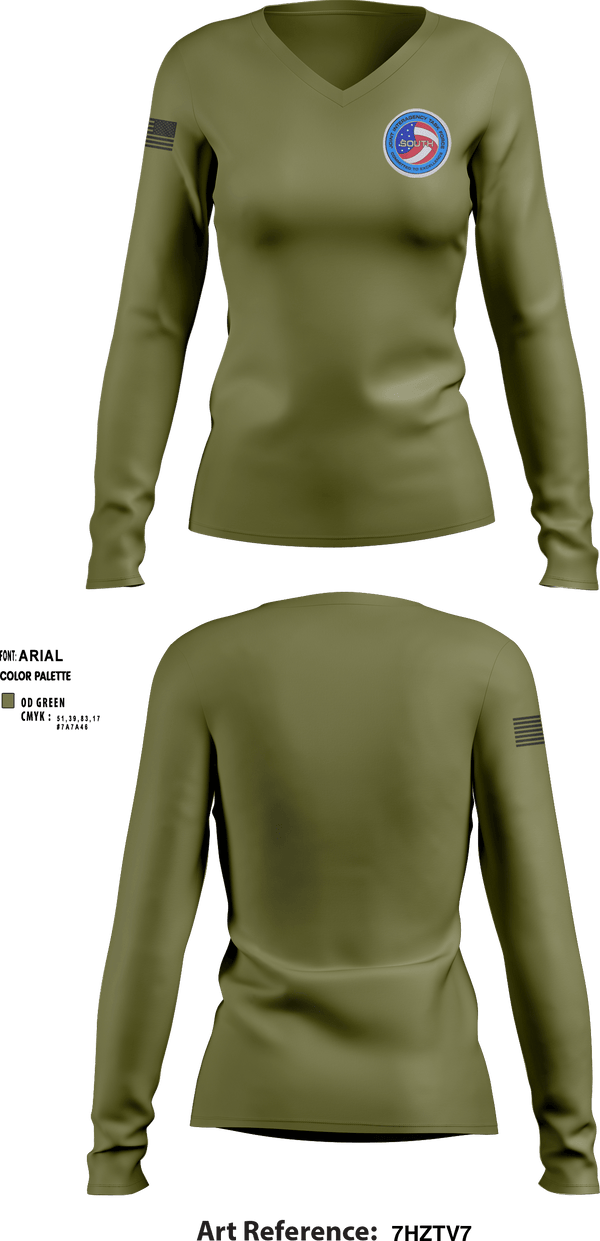 Women's Long Sleeve Vneck Shirt, JIATF-South, Air Force, Teamtime, Team time, sublimation, custom sports apparel, team uniforms, spirit wear, spiritwear, sports uniforms, custom shirts, team store, custom team store, fundraiser sports, apparel fundraiser