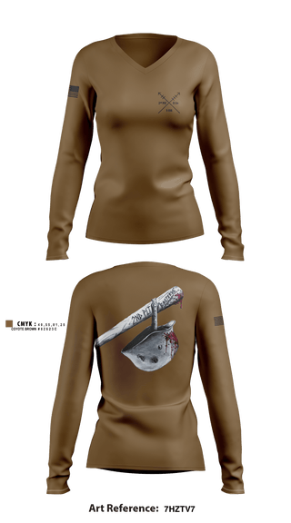 Women's Long Sleeve Vneck Shirt, 2nd PLT Baseterds, National Guard, Teamtime, Team time, sublimation, custom sports apparel, team uniforms, spirit wear, spiritwear, sports uniforms, custom shirts, team store, custom team store, fundraiser sports, apparel fundraiser
