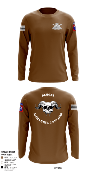 Long Sleeve Performance Shirt, ALPHA BTRY, 2-319th AFAR, Army, Teamtime, Team time, sublimation, custom sports apparel, team uniforms, spirit wear, spiritwear, sports uniforms, custom shirts, team store, custom team store, fundraiser sports, apparel fundraiser