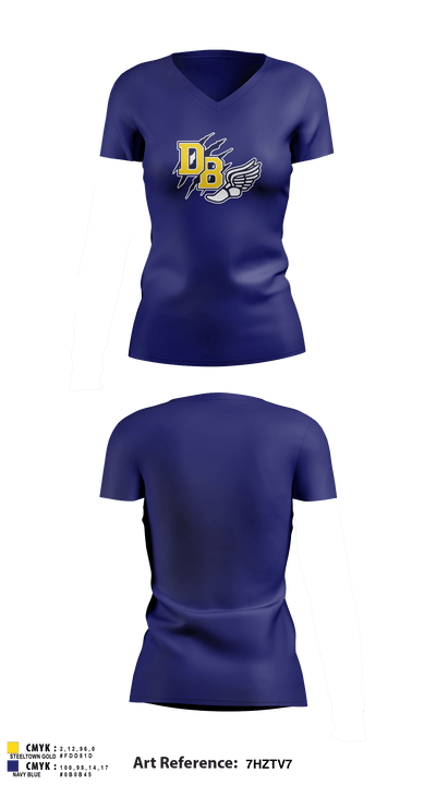 David Brearley High School Track 63405109 Women's Short Sleeve V-neck Shirt - 2