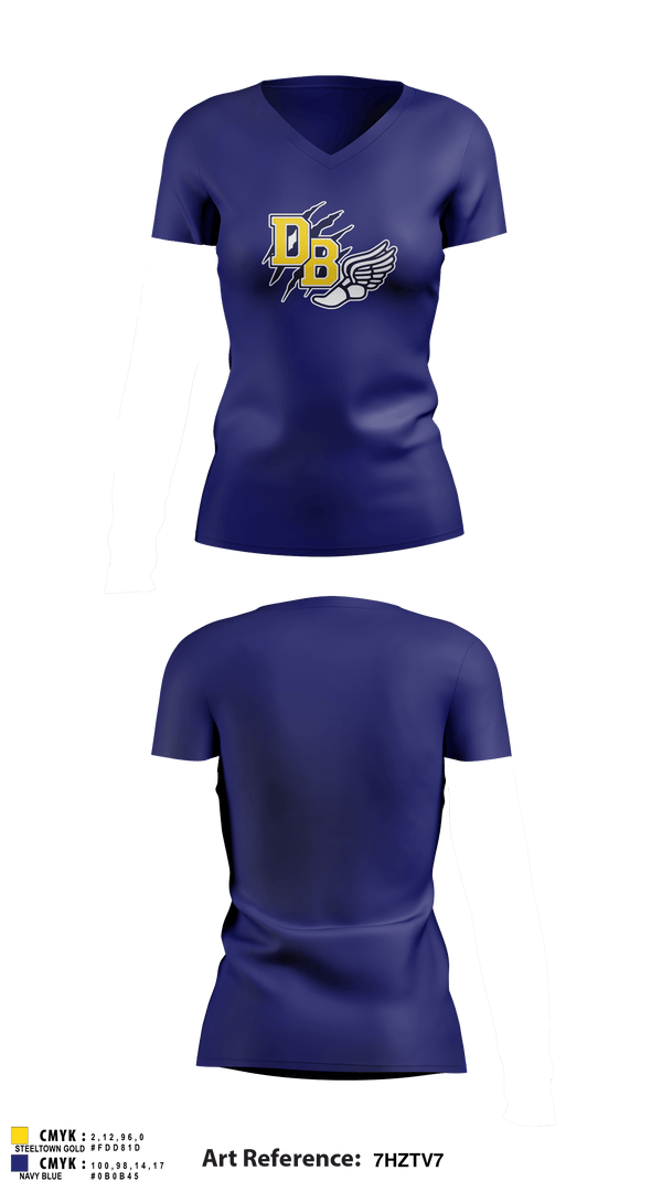 Women's Short Sleeve Vneck Shirt, David Brearley High School Track, Track & Field, Teamtime, Team time, sublimation, custom sports apparel, team uniforms, spirit wear, spiritwear, sports uniforms, custom shirts, team store, custom team store, fundraiser sports, apparel fundraiser