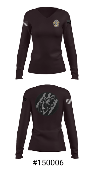 Wayne County K9 Team 22596021 Women's Long Sleeve V-neck Shirt - 7