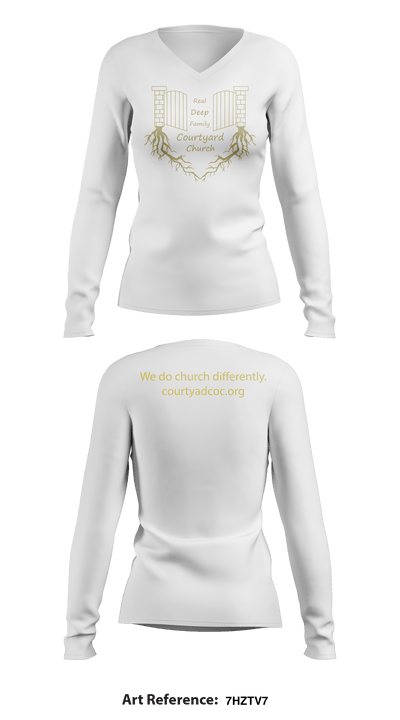 Courtyard Chuch 37286717 Women's Long Sleeve V-neck Shirt - 34