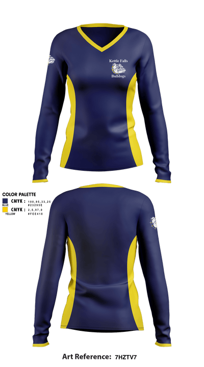 Kettle Falls High School Cheer 36977545 Women's Long Sleeve V-neck Shirt - 1