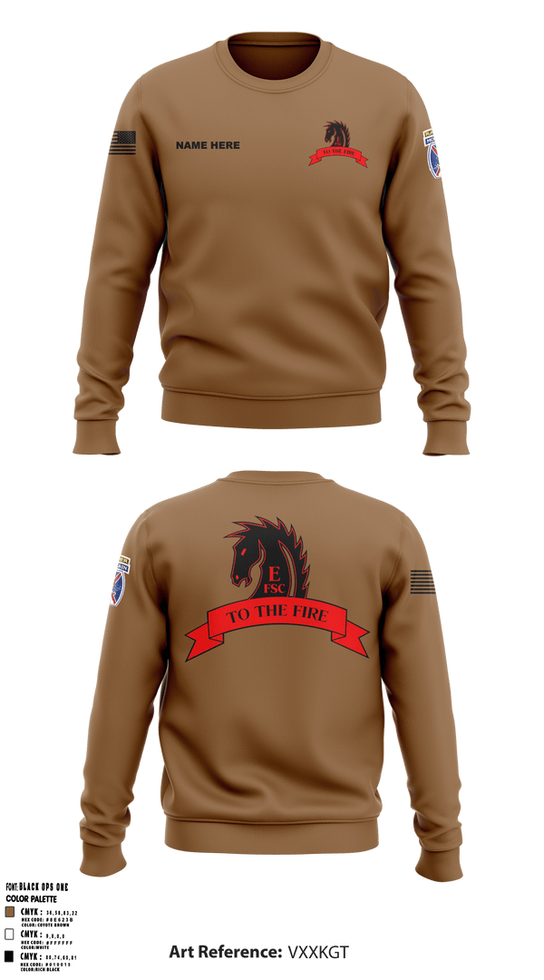 Crew Neck Sweatshirt, Echo FSC Stampede 7th Eng, Army, Teamtime, Team time, sublimation, custom sports apparel, team uniforms, spirit wear, spiritwear, sports uniforms, custom shirts, team store, custom team store, fundraiser sports, apparel fundraiser