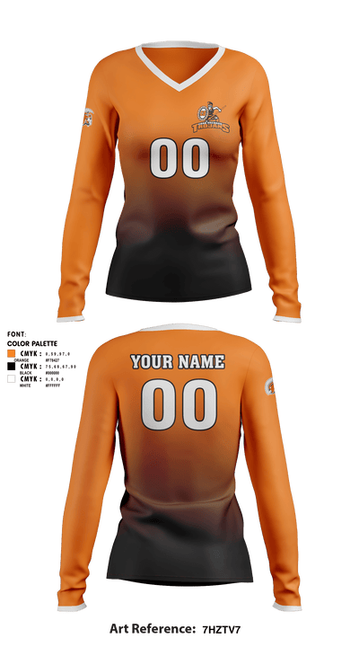 Crab Orchard High School Volleyball 29097988 Women's Long Sleeve V-neck Shirt - 1