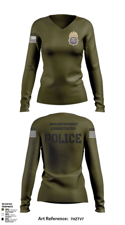 DEA Enforcement Group 46 13099367 Women's Long Sleeve V-neck Shirt - 52