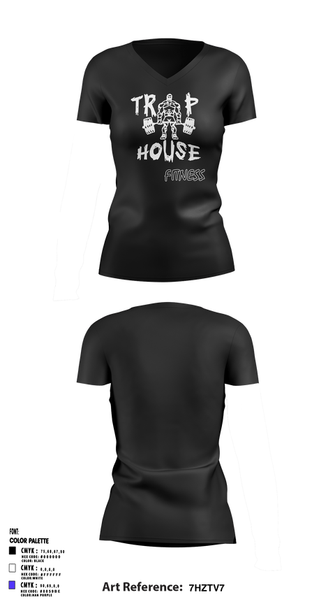 Women's Short Sleeve Vneck Shirt, Trap House Fitness, Spirit Store, Teamtime, Team time, sublimation, custom sports apparel, team uniforms, spirit wear, spiritwear, sports uniforms, custom shirts, team store, custom team store, fundraiser sports, apparel fundraiser