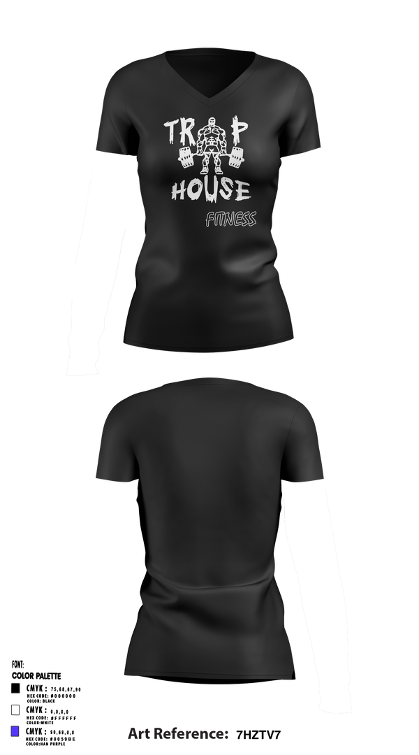 Women's Short Sleeve Vneck Shirt, Trap House Fitness, Spirit Store, Teamtime, Team time, sublimation, custom sports apparel, team uniforms, spirit wear, spiritwear, sports uniforms, custom shirts, team store, custom team store, fundraiser sports, apparel fundraiser