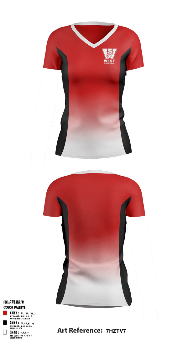Women's Short Sleeve Vneck Shirt, West Middle School Cheer, Cheer, Teamtime, Team time, sublimation, custom sports apparel, team uniforms, spirit wear, spiritwear, sports uniforms, custom shirts, team store, custom team store, fundraiser sports, apparel fundraiser