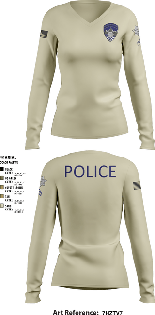 Women's Long Sleeve Vneck Shirt, Willits Little Lake JRTF, Police, Teamtime, Team time, sublimation, custom sports apparel, team uniforms, spirit wear, spiritwear, sports uniforms, custom shirts, team store, custom team store, fundraiser sports, apparel fundraiser