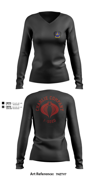 Women's Long Sleeve Vneck Shirt, Cobra Company, Army, Teamtime, Team time, sublimation, custom sports apparel, team uniforms, spirit wear, spiritwear, sports uniforms, custom shirts, team store, custom team store, fundraiser sports, apparel fundraiser