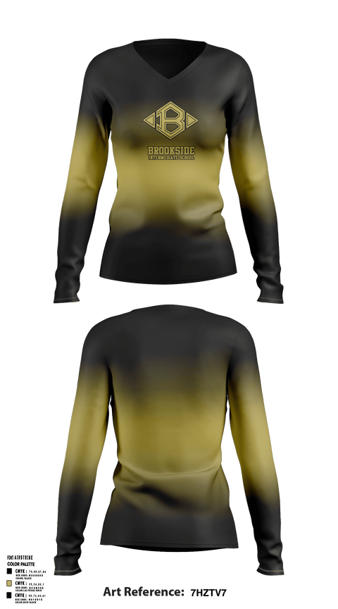Women's Long Sleeve Vneck Shirt, Brookside Intermediate School Track, Track & Field, Teamtime, Team time, sublimation, custom sports apparel, team uniforms, spirit wear, spiritwear, sports uniforms, custom shirts, team store, custom team store, fundraiser sports, apparel fundraiser