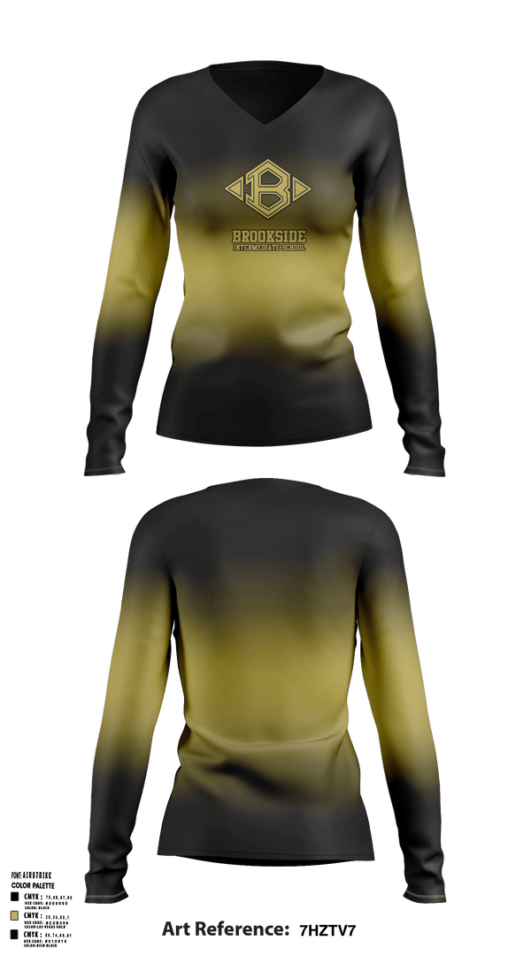 Women's Long Sleeve Vneck Shirt, Brookside Intermediate School Track, Track & Field, Teamtime, Team time, sublimation, custom sports apparel, team uniforms, spirit wear, spiritwear, sports uniforms, custom shirts, team store, custom team store, fundraiser sports, apparel fundraiser
