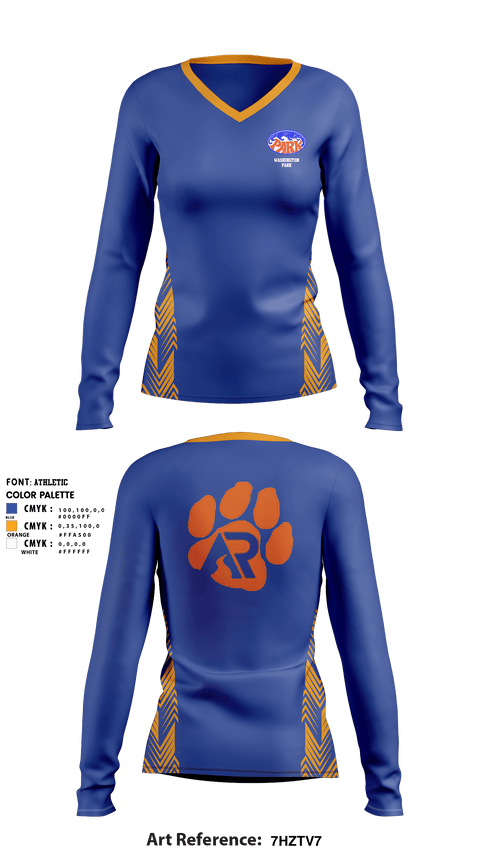Women's Long Sleeve Vneck Shirt, Washington Park High School Basketball, Women's Basketball, Teamtime, Team time, sublimation, custom sports apparel, team uniforms, spirit wear, spiritwear, sports uniforms, custom shirts, team store, custom team store, fundraiser sports, apparel fundraiser