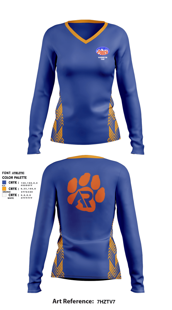 Women's Long Sleeve Vneck Shirt, Washington Park High School Basketball, Women's Basketball, Teamtime, Team time, sublimation, custom sports apparel, team uniforms, spirit wear, spiritwear, sports uniforms, custom shirts, team store, custom team store, fundraiser sports, apparel fundraiser