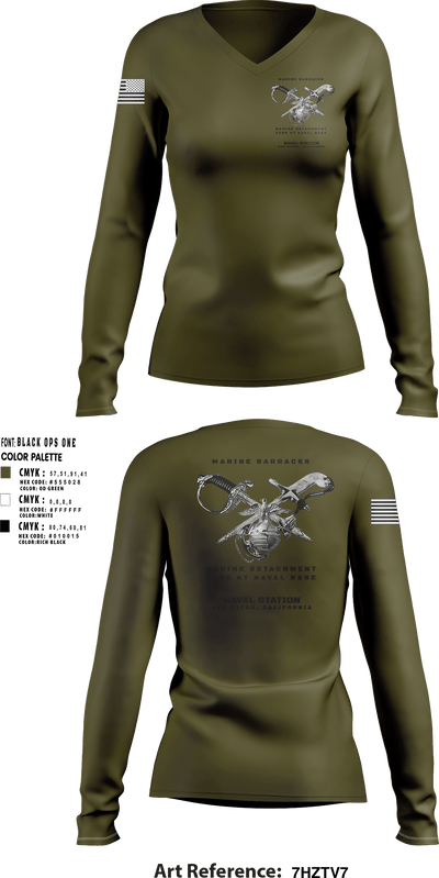 Marine Barracks/ Marine Detachment   32nd St Naval Base 77894052 Women's Long Sleeve V-neck Shirt - 4