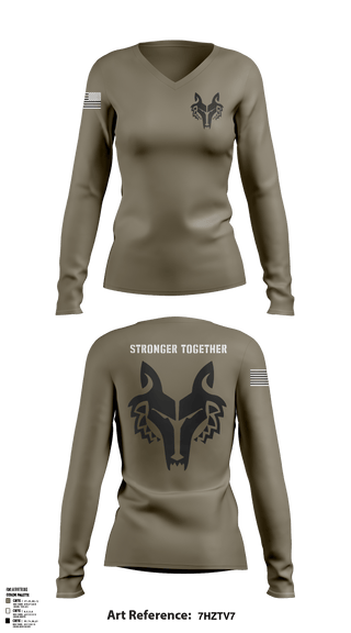 Women's Long Sleeve Vneck Shirt, , Army, Teamtime, Team time, sublimation, custom sports apparel, team uniforms, spirit wear, spiritwear, sports uniforms, custom shirts, team store, custom team store, fundraiser sports, apparel fundraiser