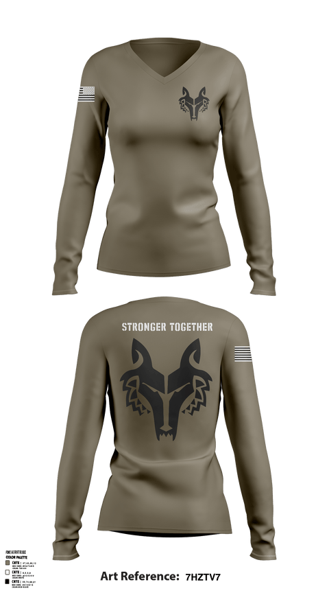Women's Long Sleeve Vneck Shirt, , Army, Teamtime, Team time, sublimation, custom sports apparel, team uniforms, spirit wear, spiritwear, sports uniforms, custom shirts, team store, custom team store, fundraiser sports, apparel fundraiser
